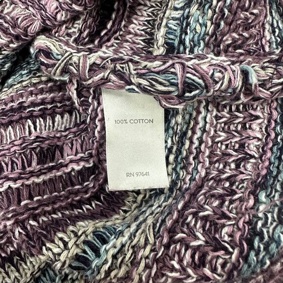 J. JILL 3/4 Sleeve Striped Textured Knit Cotton Artsy Oversized Chunky Sweater - Picture 5 of 6